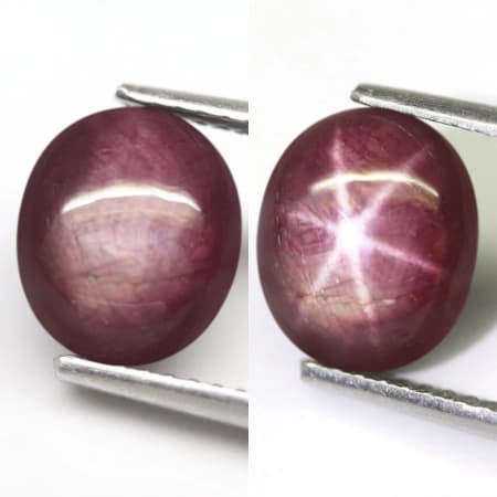 Rubis &eacute;toil&eacute; rouge pourpre, cabochon oval, Tanzanie, 8 x 7 mm, 3.26 ct