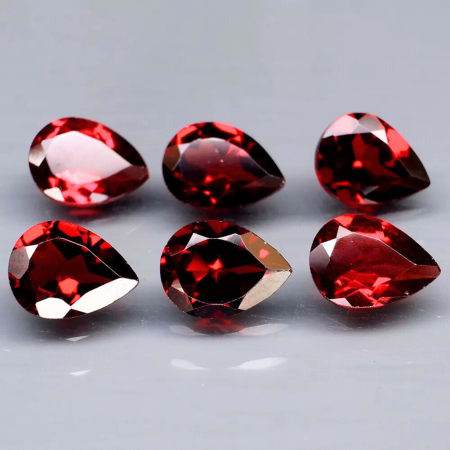 Almandine garnet pear, 6 pieces, 8 x 5 mm, 5.56 ct