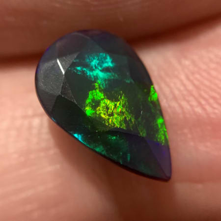 Ethiopian Opal Black, Pear, Treated, 1.01 ct