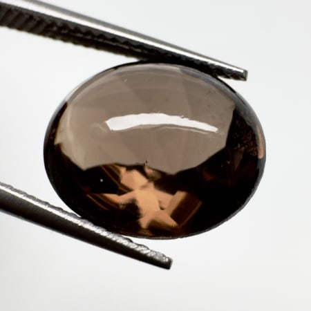 Smokey Quartz Oval Buff cabochon, Brazil, 12 x 10 mm, ~ 4.30 ct