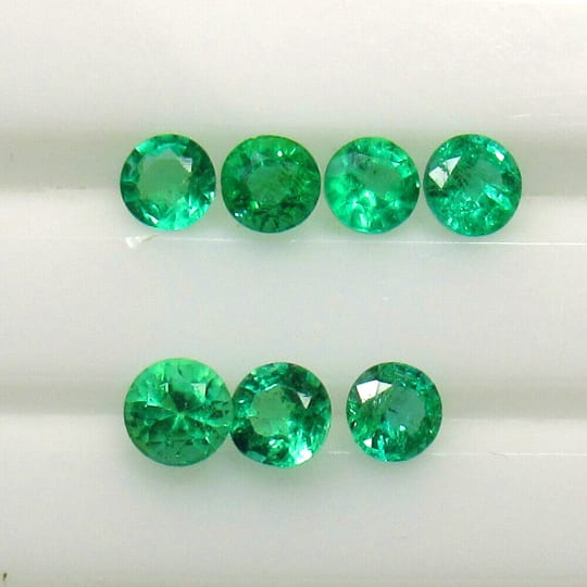 &Eacute;meraude rond, 7 pi&egrave;ces, 3 mm, 1.06 ct