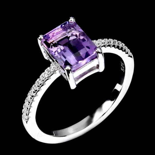 Bague Am&eacute;thyste, argent 925, taille 7