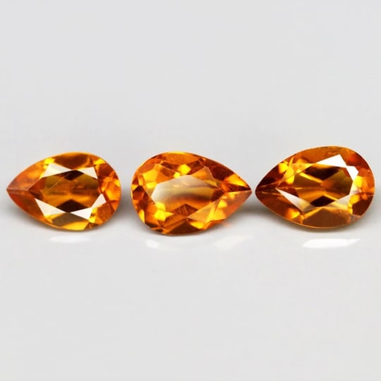 Grenat spessartite poire, 5 x 3 mm, 1.12 ct, Mozambique, 3 Pcs