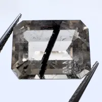 Quartz avec inclusions fum&eacute; avec Actinolite noire, 15 x 12 x 9 mm, 12.70 ct