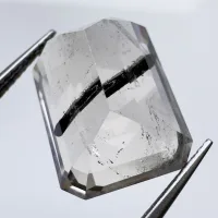 Quartz avec inclusions fum&eacute; avec Actinolite noire, 15 x 12 x 9 mm, 12.70 ct