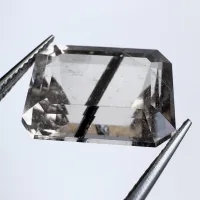 Quartz avec inclusions fum&eacute; avec Actinolite noire, 15 x 12 x 9 mm, 12.70 ct