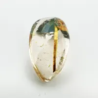Quarz mit Einschl&uuml;ssen Goldrutil, Tropfenkabochon, Brasilien, 19 x 11 x 7 mm, 12.09 ct