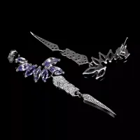 Boucles d'oreilles Tanzanite, Tanzanie, argent 925, taille 7
