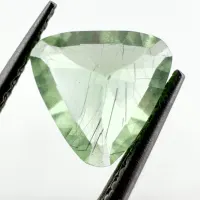 Peridot  Green with Black Rutile, Triangle, Pakistan, 8 x 7 x 5 mm, 1.74 ct