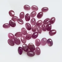 Rubin unbehandelt ros&eacute;-rot, oval, Cabochon, Myanmar, 7 x 5 mm, ~1.40 ct
