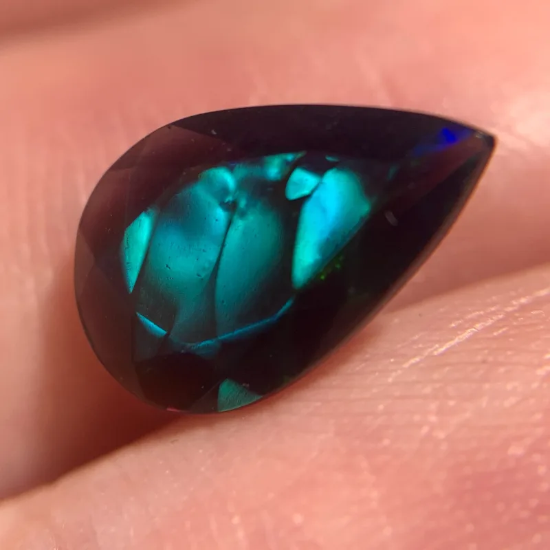 Ethiopian Opal Black, Pear, Treated, 1.17 ct