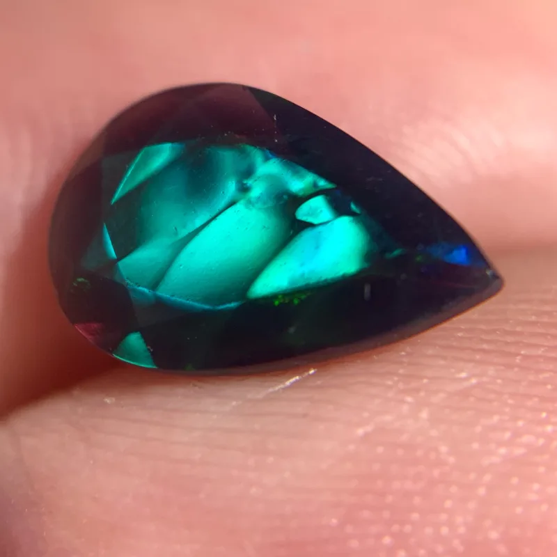 Ethiopian Opal Black, Pear, Treated, 1.17 ct