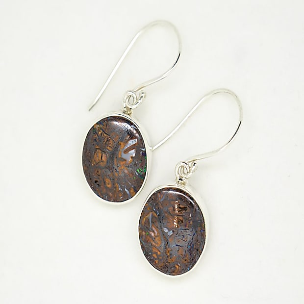 Australian Opal Earrings. Boulder Opal Patterned Round Stones with some ...