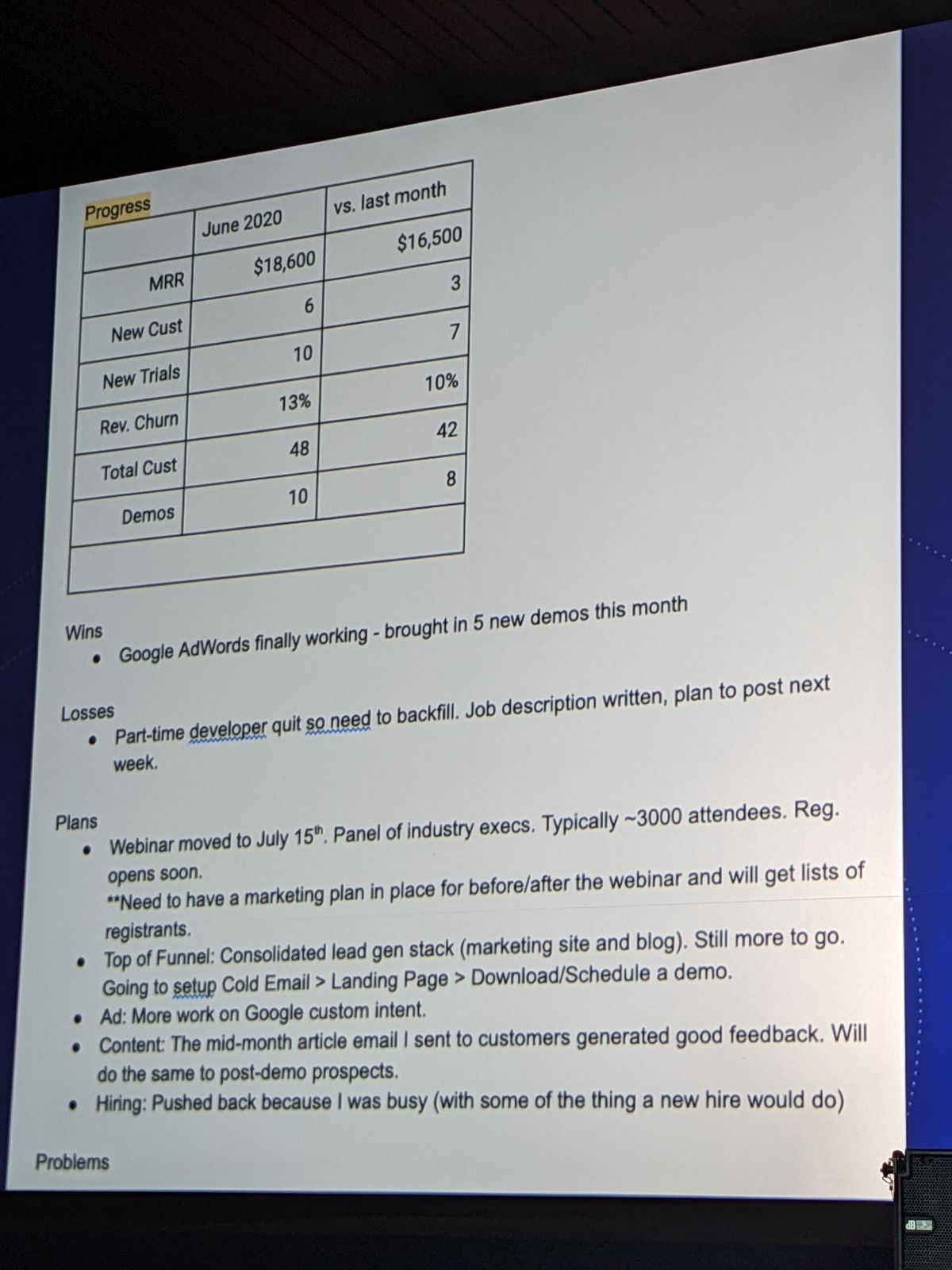 An example advisor email