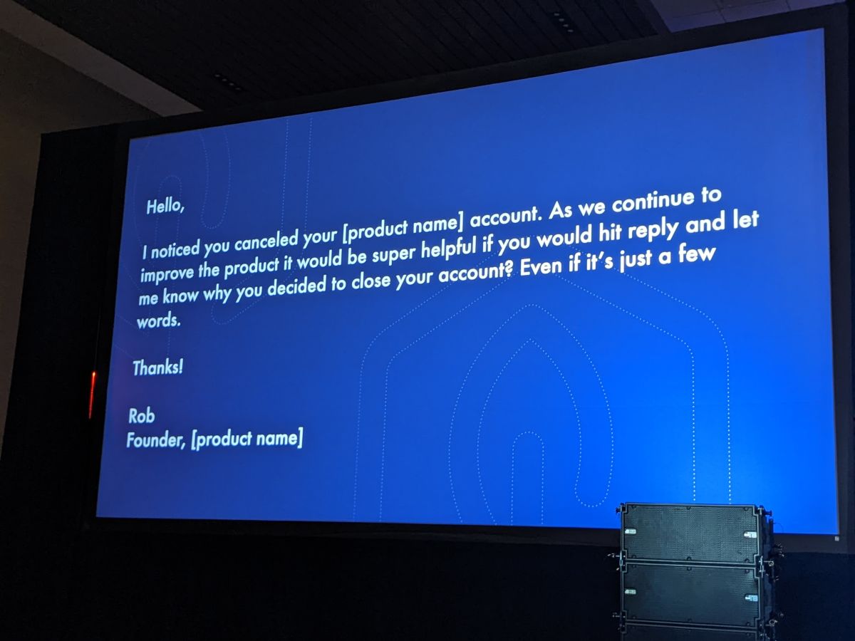 An example email asking why someone canceled