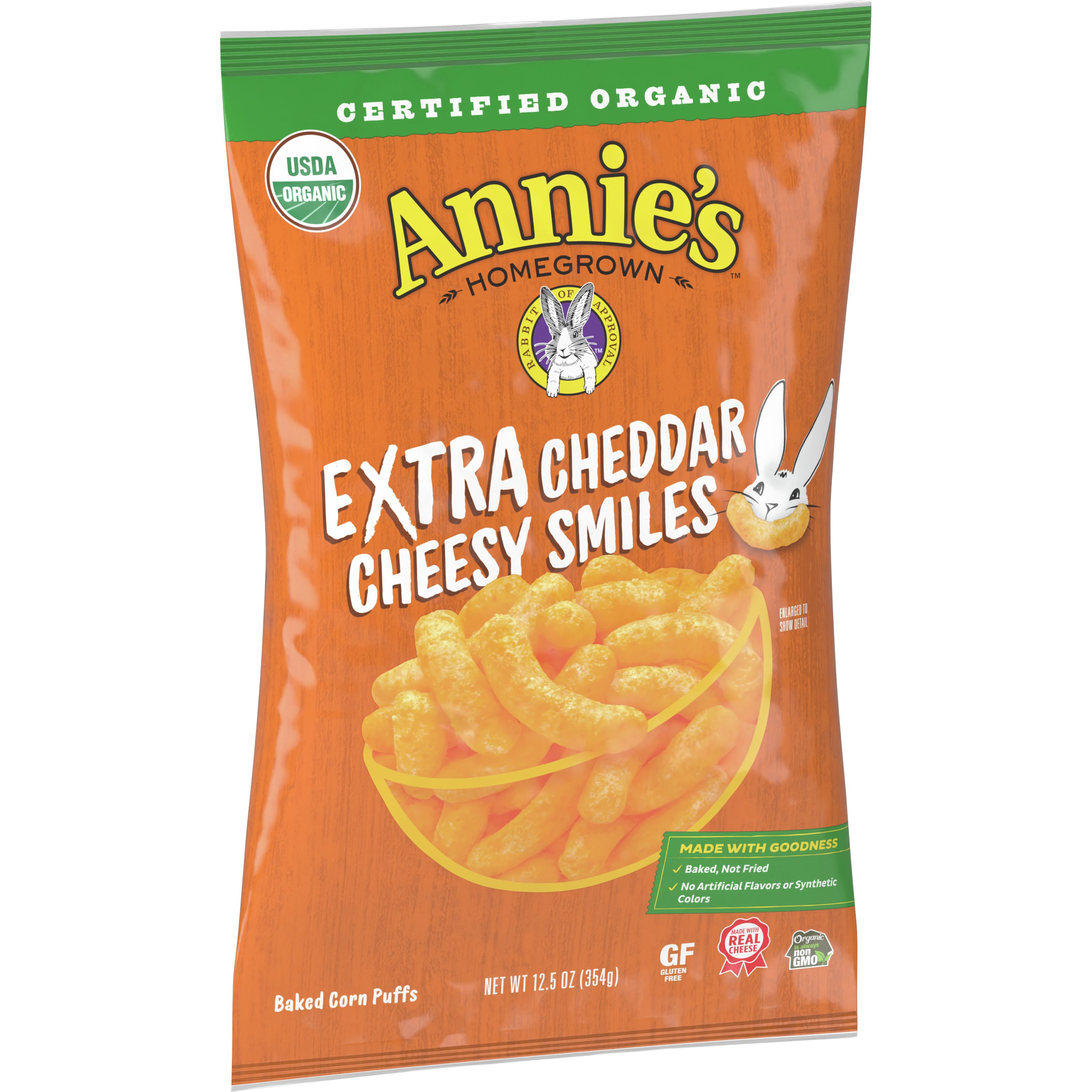 Organic Extra Cheesy Cheddar Smile Puffs Annie's Homegrown