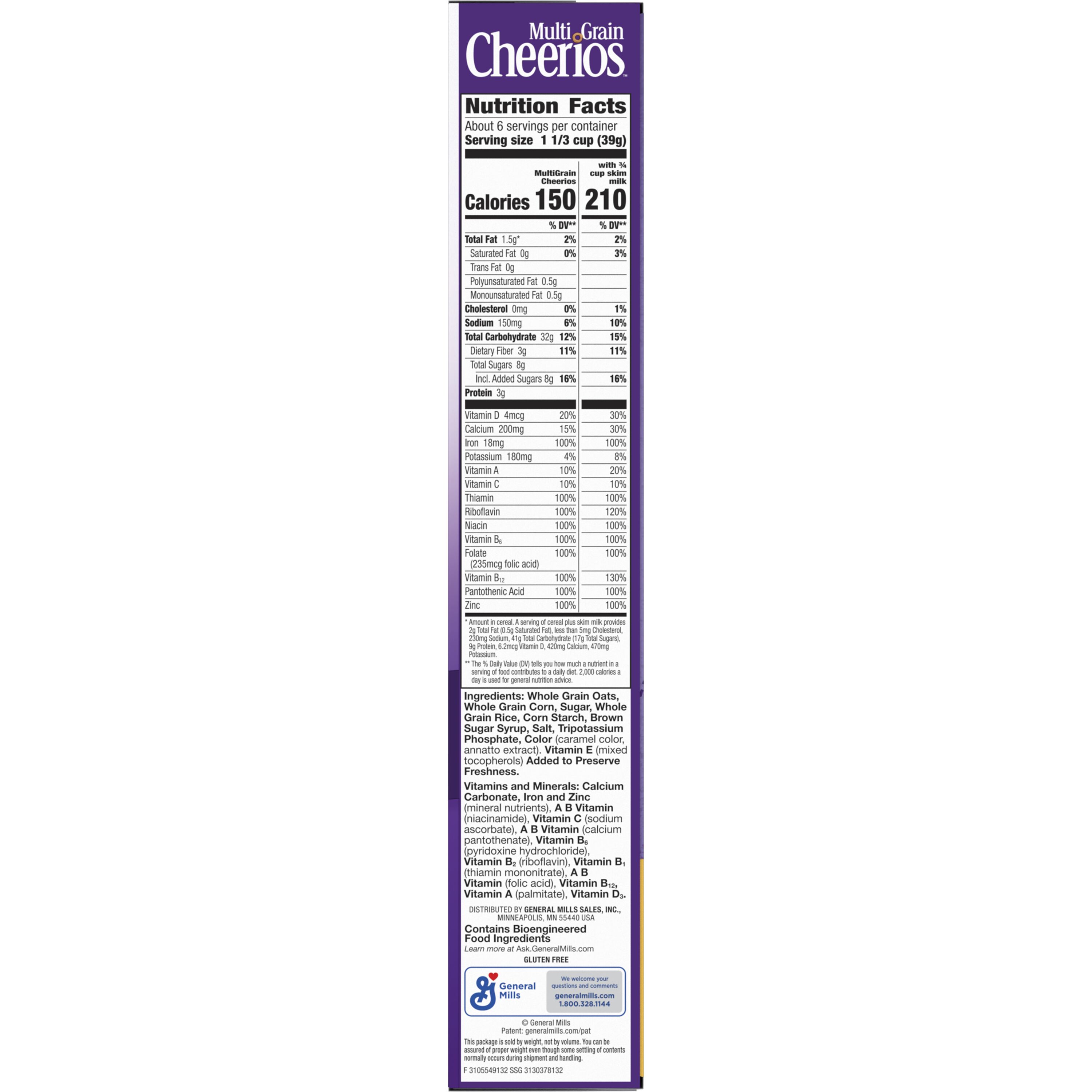 multigrain cheerios nutrition facts