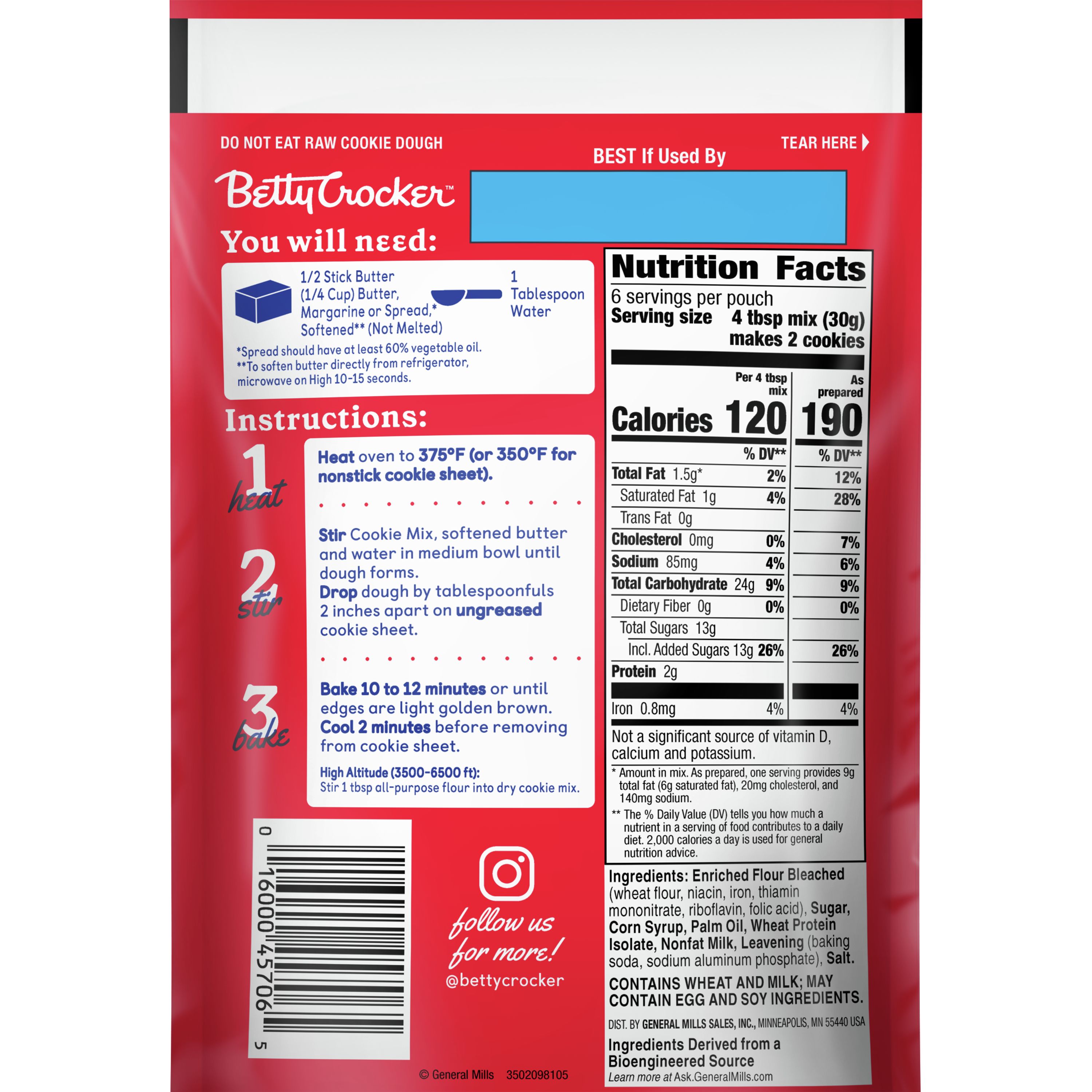 betty crocker sugar cookie mix instructions