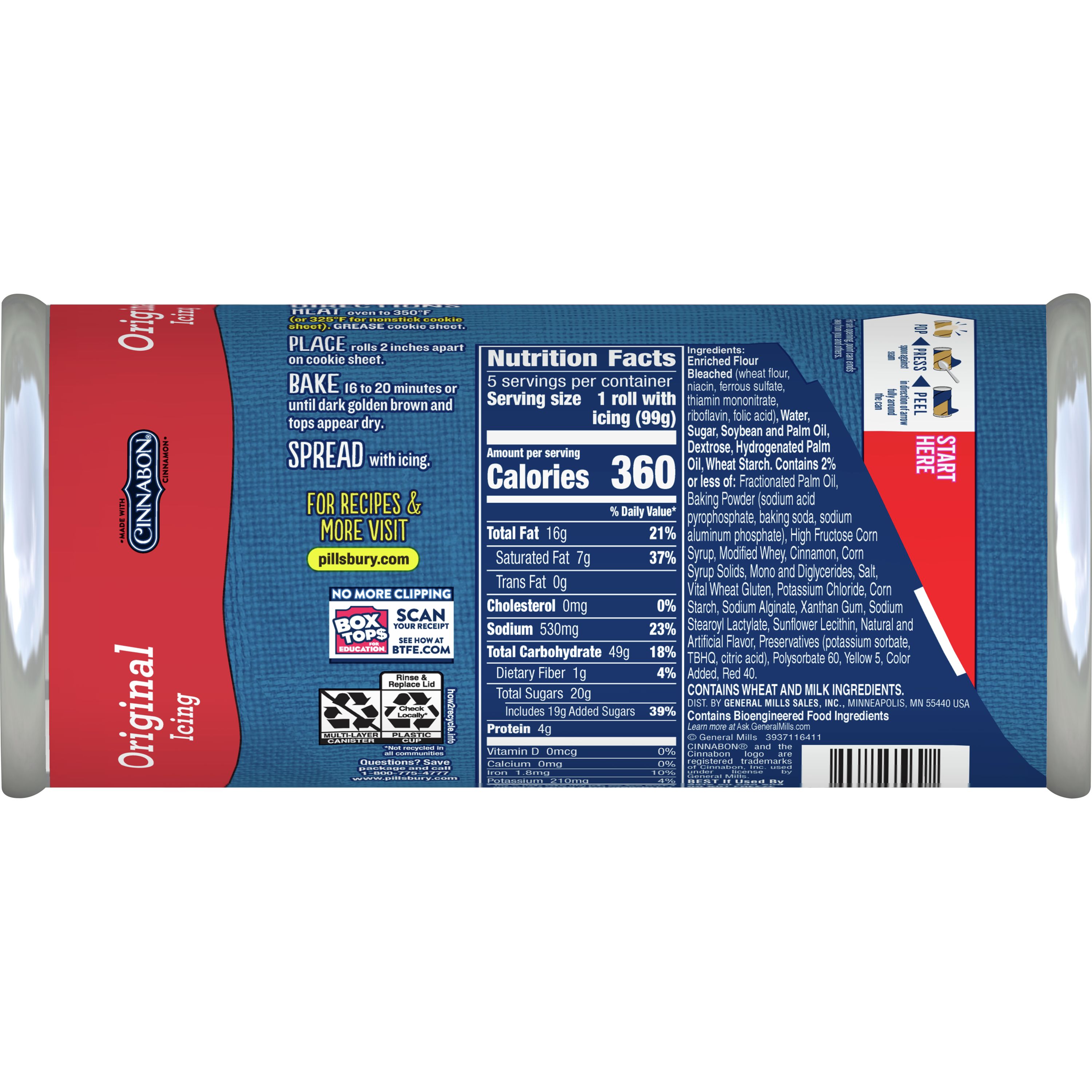 Pillsbury Cinnamon Rolls Nutrition Label