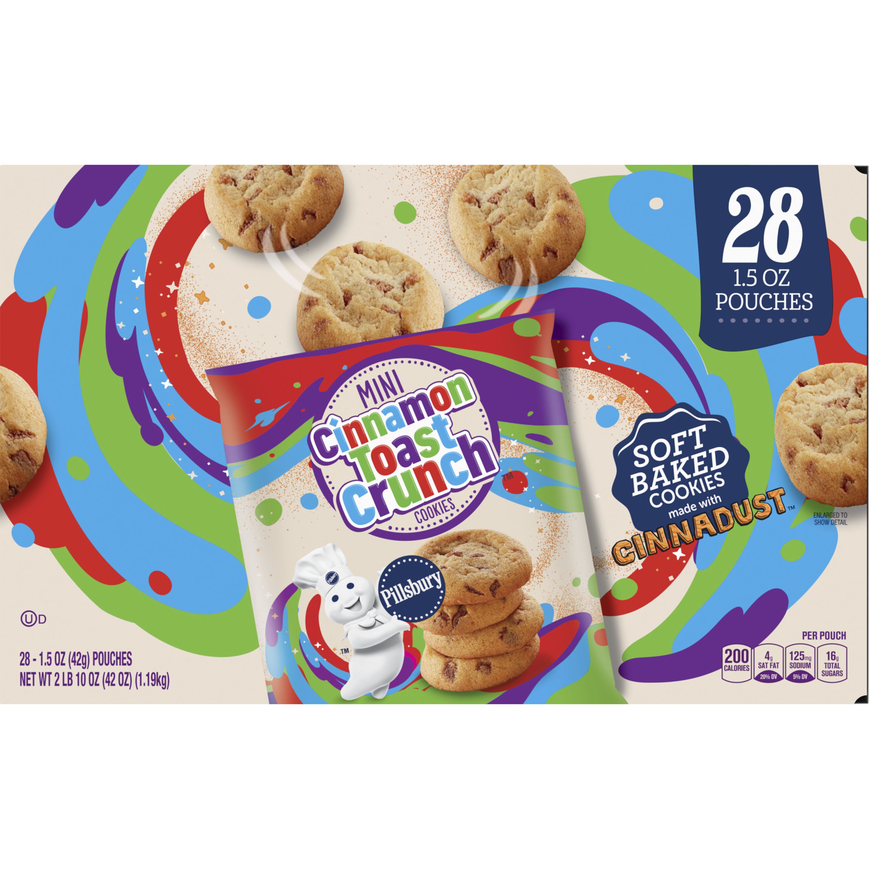 Pillsbury Cookies, Chocolate Chip, Soft Baked, Mini - 28 pack, 1.5 oz pouches