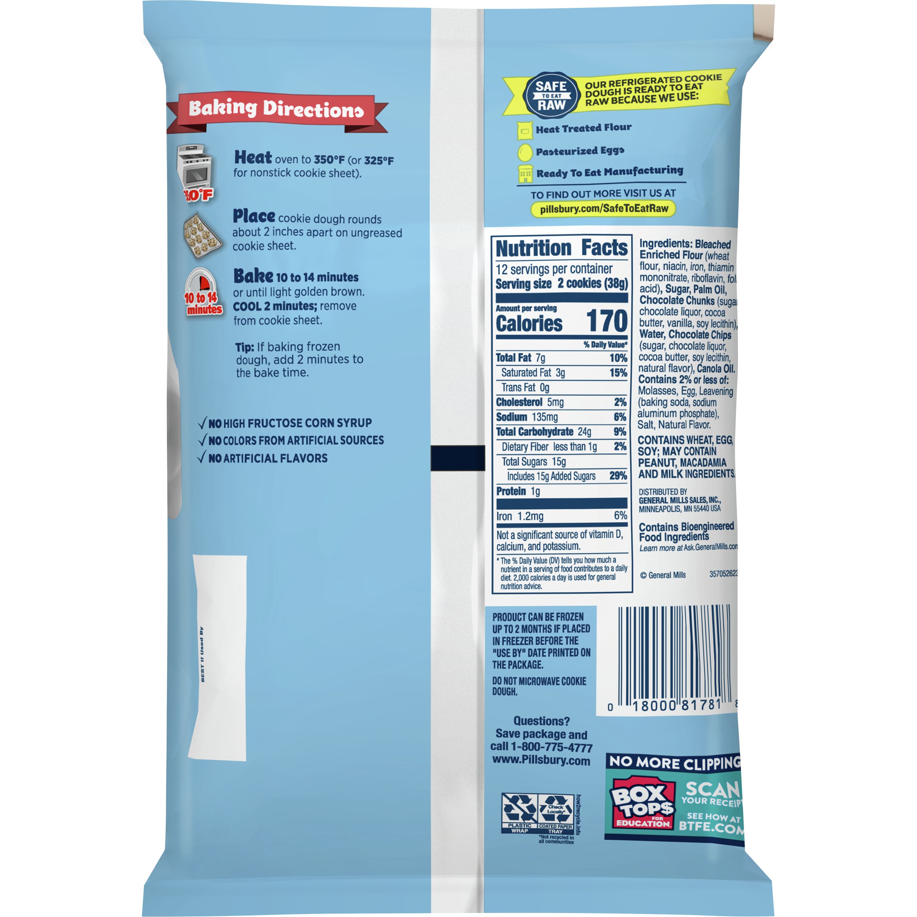 Pillsbury Ready To Bake Chocolate Chunk Chip Cookie Dough Pillsbury Com