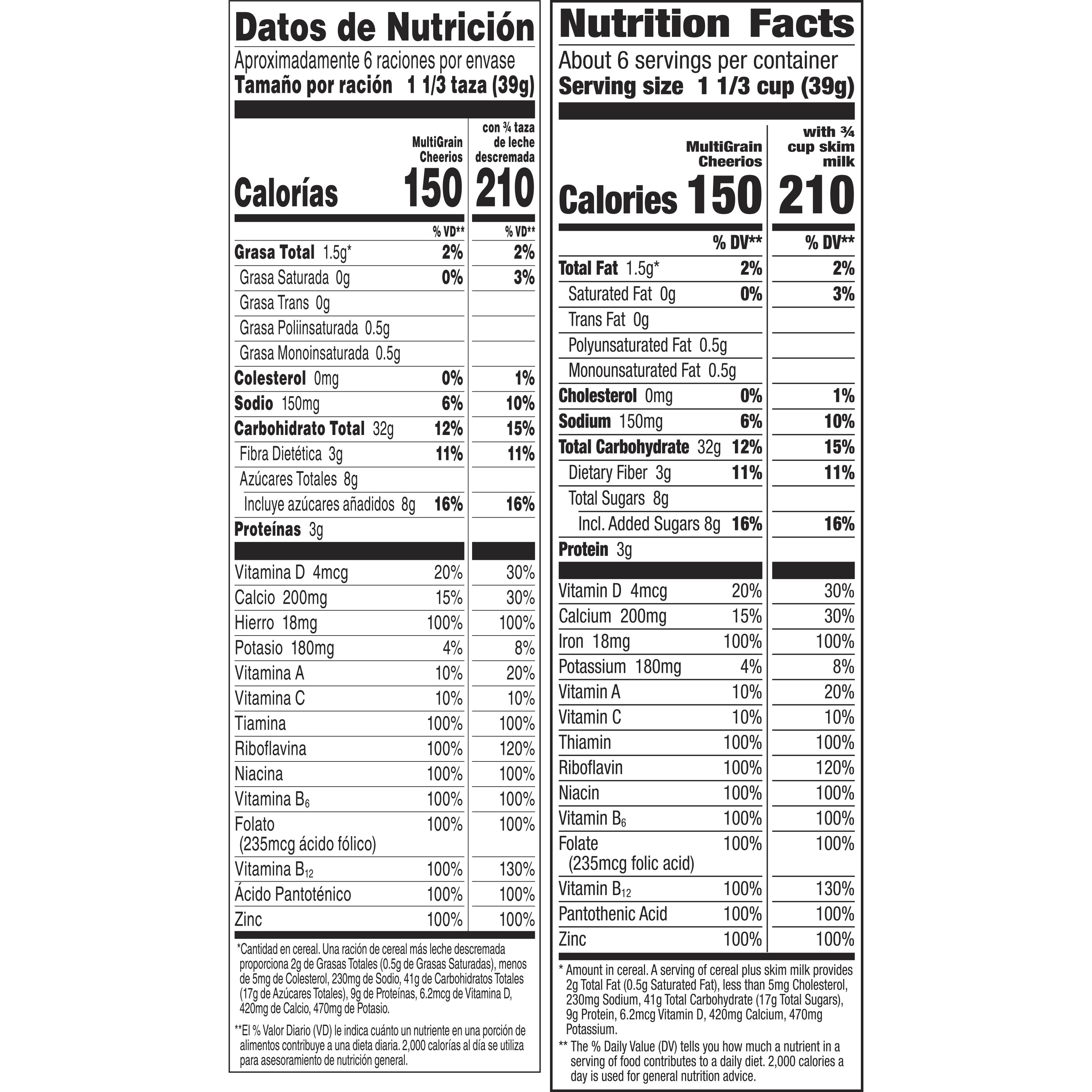 multigrain cheerios nutrition facts