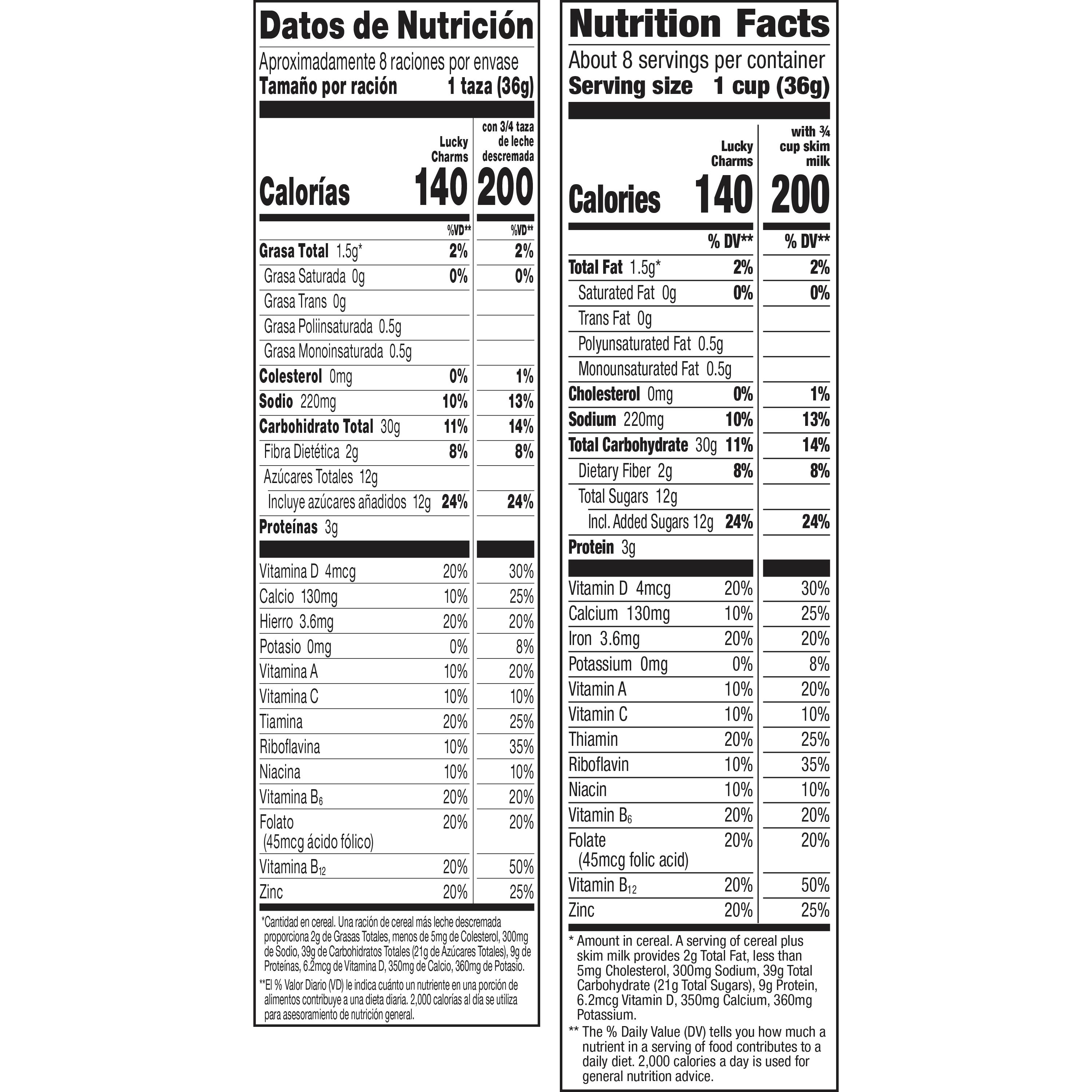 Cereal Nutrition Label
