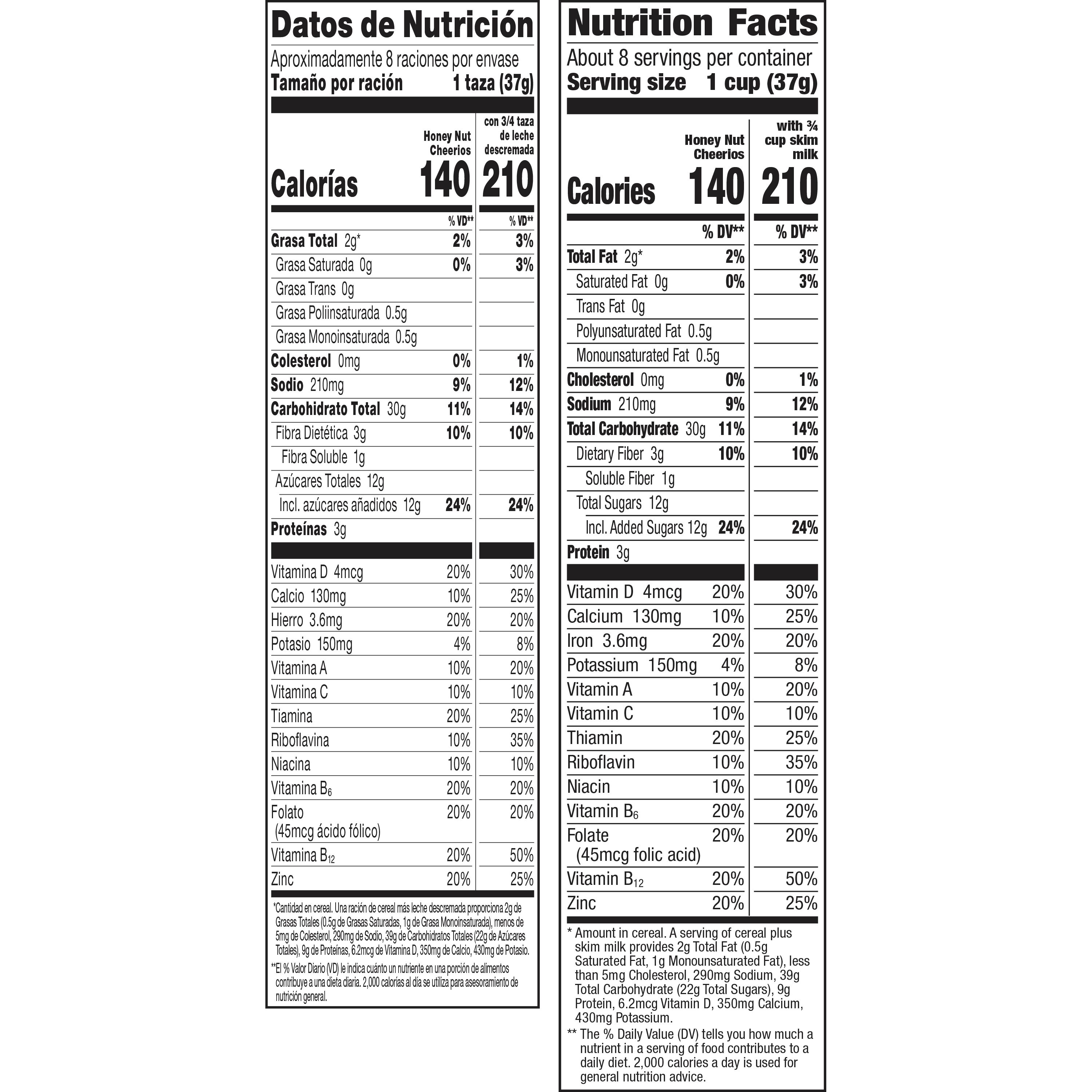 Cheerios Nutrition Label