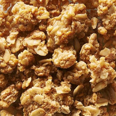 A close-up shot of Nature Valley Granola, showing the crunchy texture.