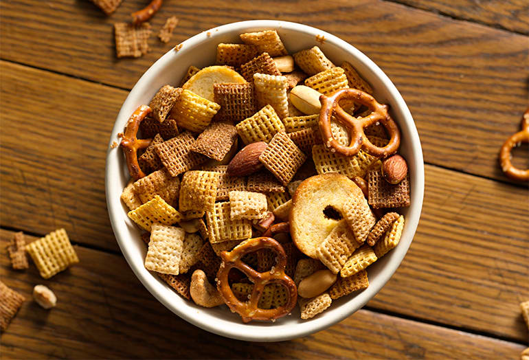 Bowl of Original Chex Party Mix