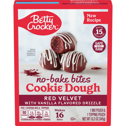 Betty Crocker No Bake Bites Cookie Dough Red Velvet With Vanilla Flavored Drizzle Bettycrocker Com