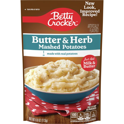 Betty Crocker Butter & Herb Mashed Potatoes, 4 ounces - Front