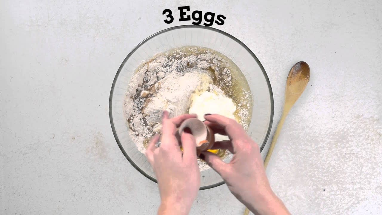 Video thumbnail image. One-Bowl Caramelized Banana Bread Bundt Cake with Salted Caramel Glaze