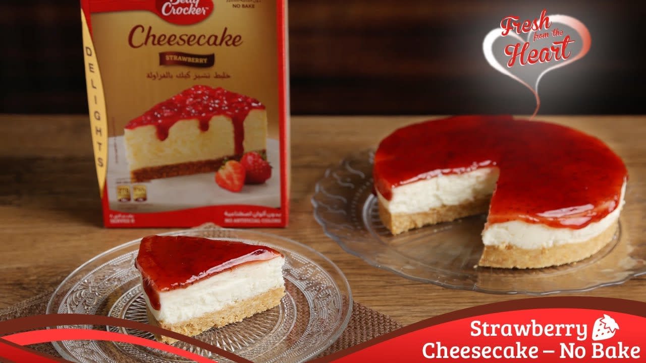 Video thumbnail image. No Bake Strawberry Cheesecake