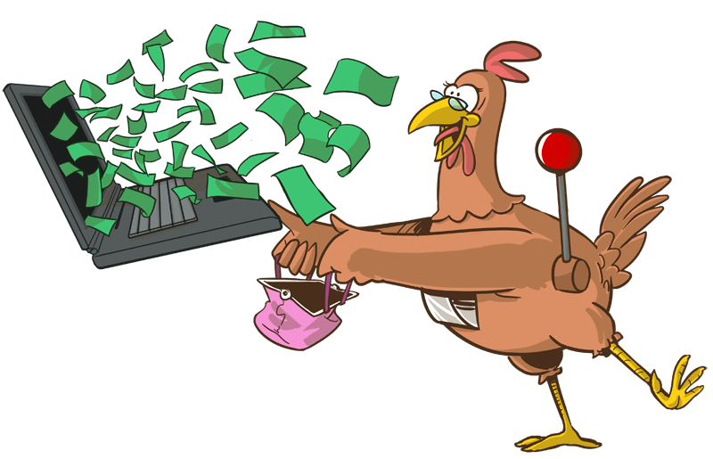 La gallina ha vinto dei soldi giocando in un casino online.