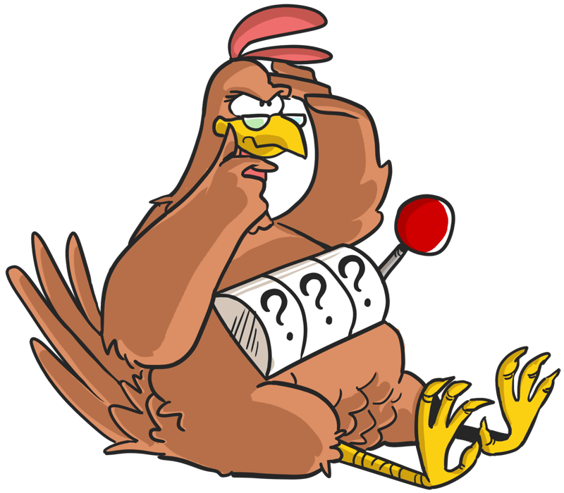 Gallina pensando cual slot può giocare