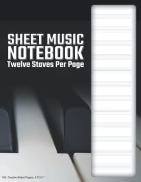 Blank Sheet Music (12/0) - Keys: 160 Pages, Double-Sided, (8.5x11), Cream Paper, Soft Cover, by David Marlowe | My Next Notebook