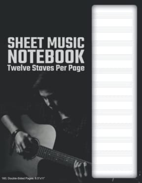 Blank Sheet Music (12/0) - Guitar: 160 Pages, Double-Sided, (8.5x11), Cream Paper, Soft Cover, by David Marlowe | My Next Notebook