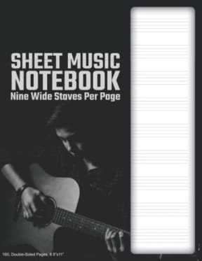Blank Sheet Music (9/0) - Guitar: 160 Pages, Double-Sided, (8.5x11), Cream Paper, Soft Cover, by David Marlowe | My Next Notebook