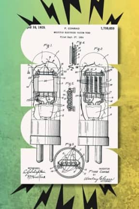 Vintage Vacuum Tube Patent Power Surge Blank Notebook Lined, by Amanda Nevius