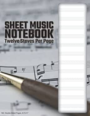 Blank Sheet Music (12/0) - Compose: 160 Pages, Double-Sided, (8.5x11), Cream Paper, Soft Cover, by David Marlowe | My Next Notebook