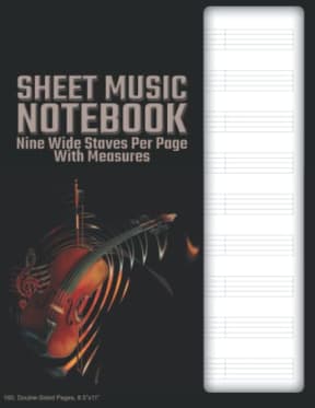 Blank Sheet Music (9/4) - Violin: 160 Pages, Double-Sided, (8.5x11), Cream Paper, Soft Cover, by David Marlowe | My Next Notebook