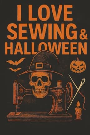 Halloween and Sewing themed 120 page lined notebook.: A sewing journal for autumn projects and haunted creativity., by T Larkin