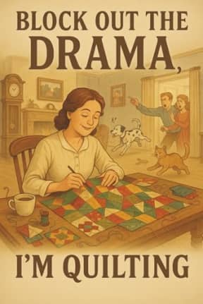 Block Out the Drama, Im Quilting: 120 Page Lined Notebook for Quilters and Sewing Lovers: A calming and funny notebook for anyone who escapes chaos with creativity, by T Larkin