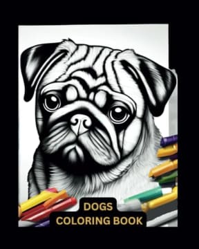 Dogs Coloring Book: 52 Stunning Dog coloring pages for adults, by PSC Coloring Books