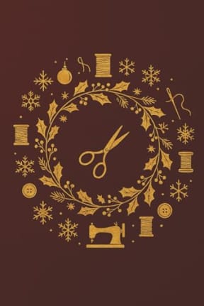 Golden Festive Sewing Wreath notebook - Sewing Journal and Christmas Gift for Quilters and Sewing Lovers: A festive sewing notebook to capture ideas, holiday projects, and seasonal creativity, by T Larkin
