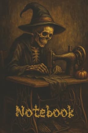 Vintage Halloween / Sewing - 120 page lined notebook: A hauntingly beautiful sewing journal, by T Larkin