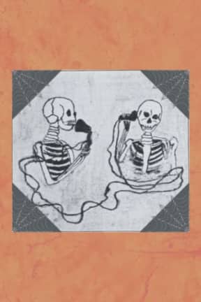 Vintage Skeletons Talking on Tin Can Telephone Blank Notebook Journal Lined, by Amanda Nevius Notebooks