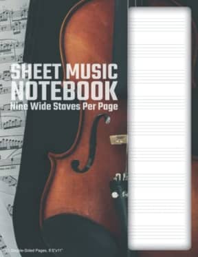 Blank Sheet Music (9/0) - Strings: 160 Pages, Double-Sided, (8.5x11), Cream Paper, Soft Cover, by David Marlowe | My Next Notebook