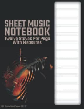 Blank Sheet Music (12/4) - Violin: 160 Pages, Double-Sided, (8.5x11), Cream Paper, Soft Cover, by David Marlowe | My Next Notebook